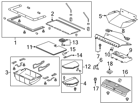 2011 Honda Accord Crosstour Interior Trim - Rear Body Tray, R. Cargo Side *NH167L* (GRAPHITE BLACK) Diagram for 84524-TP6-A11ZA
