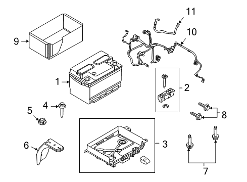 2010 Mercury Milan Battery Hold Down Diagram for 7H6Z-10756-A