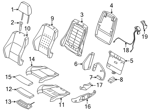 2007 BMW 328xi Driver Seat Components Seat Upholstery Diagram for 52107139701