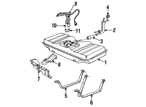 1993 Cadillac Fleetwood Fuel System Components Fuel Tank Meter/Pump SENDER Diagram for 19111389