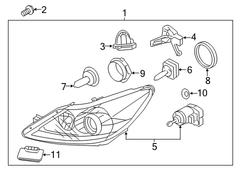 2011 Hyundai Equus Bulbs Mounting Bracket Outside, LH Diagram for 92163-3N000