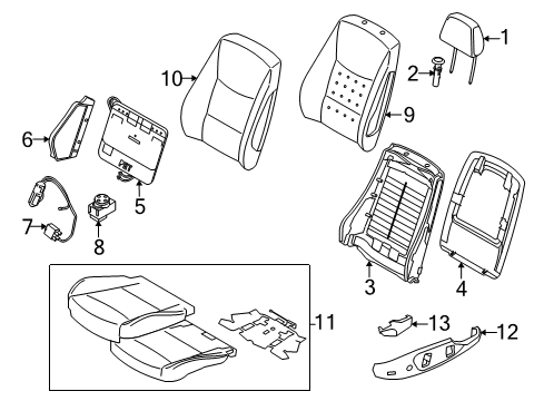 2011 BMW M3 Lumbar Control Seats Seat Upholstery, Imitation Leather Diagram for 52109144209