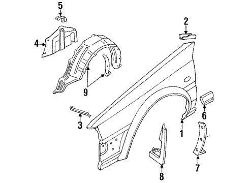 1987 Nissan Stanza Fender & Components, Exterior Trim Cover-Front Under, RH Diagram for 75892-01E01
