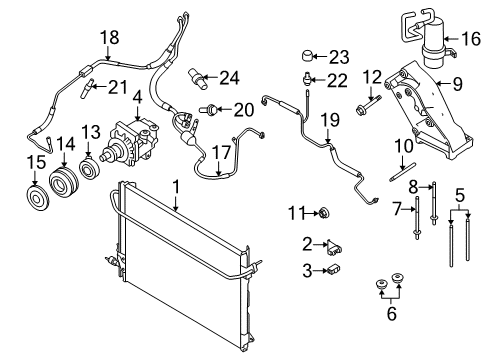 2007 Ford Mustang A/C Condenser, Compressor & Lines Clutch Diagram for 7R3Z-19D786-A