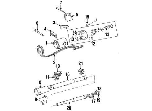 1992 Jeep Wrangler Steering Column Housing & Components, Shaft & Internal Components, Shroud, Switches & Levers None-Ignition Lock Diagram for 5161055AA