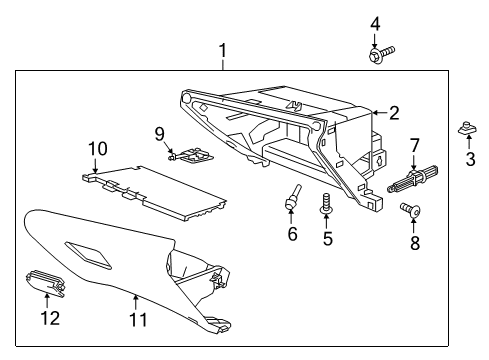 2018 Buick Cascada Glove Box Glove Box Door Diagram for 23389957