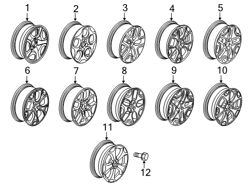 2015 Jeep Renegade Wheels Aluminum Wheel Diagram for 5XA69MAAAA