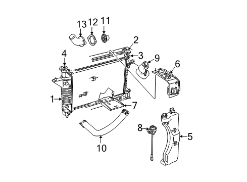 2004 Ford Mustang Radiator & Components Thermostat Diagram for F5OZ-8575-AA