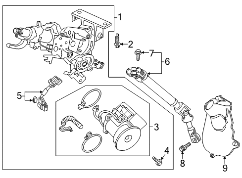2021 Honda Pilot Steering Column Assembly COLUMN, STEERING Diagram for 53282-TG8-A03