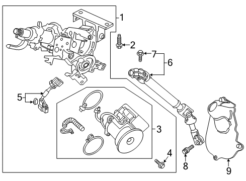2021 Honda Pilot Steering Column Assembly MOTOR/ECU COMP, EPS Diagram for 53281-TG8-A23