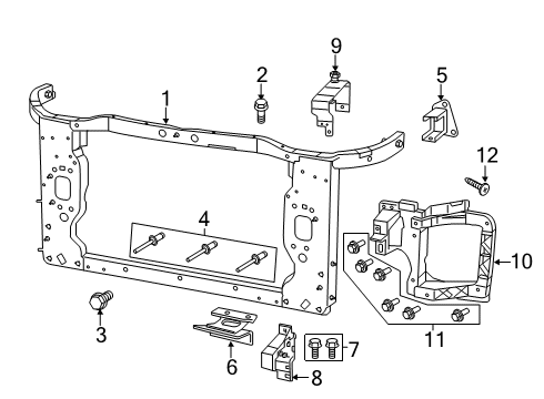 2014 Jeep Cherokee Radiator Support Bracket-Radiator Closure Diagram for 68227515AA