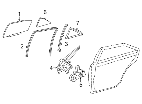 2017 Toyota Camry Rear Door Run Channel Diagram for 68142-06140