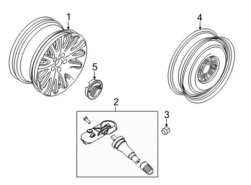 2011 Mercury Milan Wheels Center Cap Diagram for AN7Z-1130-A