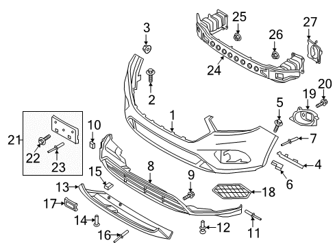 2018 Ford Escape Front Bumper Mount Bracket Diagram for CV6Z-17B749-A