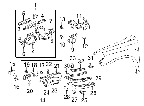 2008 Toyota Highlander Structural Components & Rails Insulator Diagram for 53783-0E010