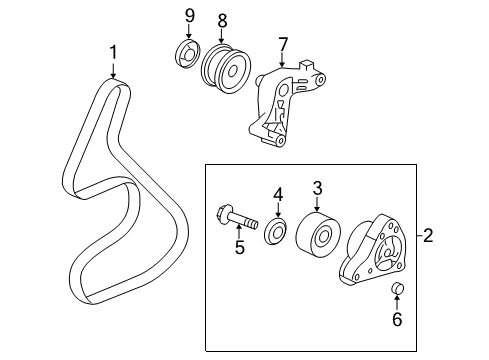 2015 Honda Civic Belts & Pulleys Bracket, Idle Pulley Diagram for 31175-RX0-A00
