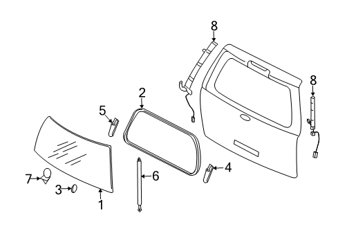 2007 Ford Expedition Lift Gate Handle Diagram for 9L1Z-7844009-AA