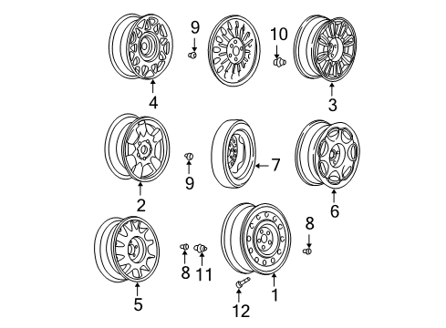 2002 Buick LeSabre Wheels Wheel Kit, Aluminum *Sparkle Silver Diagram for 88892459