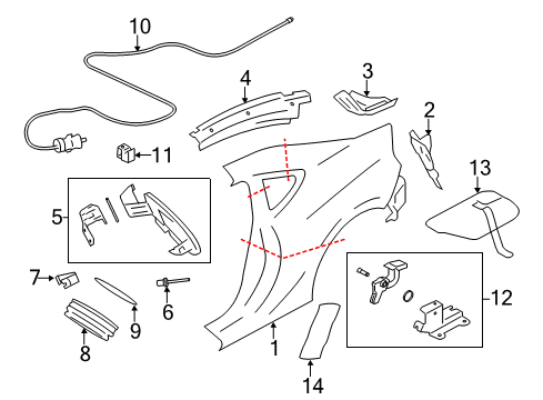 2013 Scion FR-S Quarter Panel & Components Handle Cover Diagram for SU003-01412