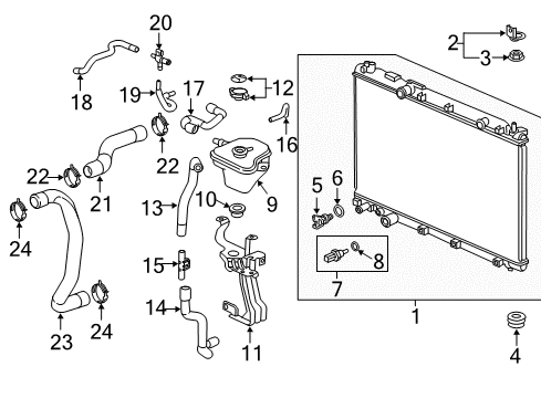 2017 Honda CR-V Powertrain Control Hose, Engine Outlet Expansion Tank Inlet Diagram for 19131-5PA-A02