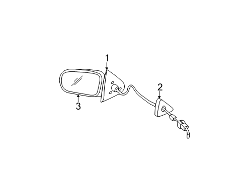 2001 Oldsmobile Alero Outside Mirrors Glass, Outside Rear View Mirror Diagram for 88891917