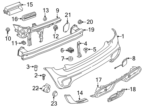 2018 Mini Cooper Rear Bumper Clip With Washer, Grey Diagram for 07142754954