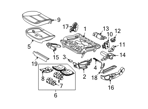 2007 BMW M5 Power Seats Seat Upholstery Diagram for 52107075365