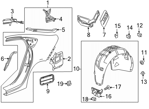 2020 Buick Regal Sportback Quarter Panel & Components Wheelhouse Liner Diagram for 39134250