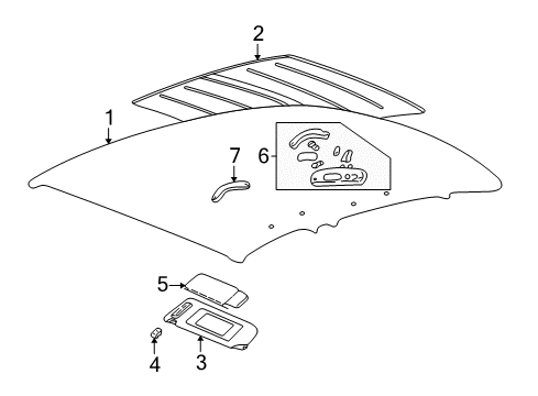 1997 Buick Park Avenue Interior Trim - Roof Handle Asm, Roof Rail Rear Asst (W/Courtesy & Reading Lamp*Blue Diagram for 12372611