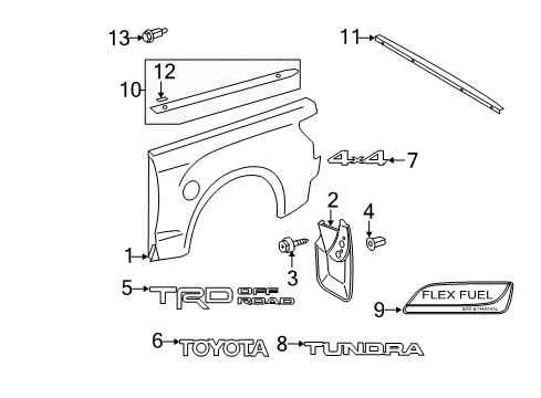 Diagram for 2010 Toyota Tundra Exterior Trim - Pick Up Box 
