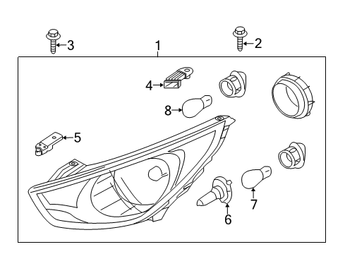 2015 Hyundai Tucson Bulbs Right And Left Headlight Compatible Diagram for 92101-2S640