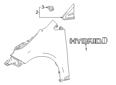 2021 Toyota Corolla Exterior Trim - Fender Nameplate Diagram for 75374-12090