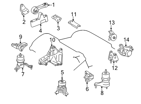 2013 Toyota Highlander Engine & Trans Mounting Rod, Engine Moving Control Diagram for 12363-0P160