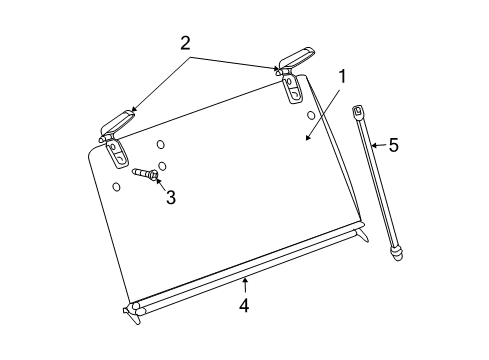 2009 Jeep Wrangler Lift Gate - Glass & Hardware Liftgate Glass Gas Cylinder Diagram for 4589609AA