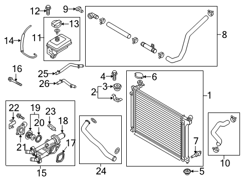 2016 Hyundai Sonata Powertrain Control Reservoir Tank Assembly Diagram for 25430-C1100