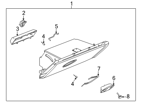 2004 Saturn Ion Glove Box Retainer, Instrument Panel Compartment Door Latch Release Handle Diagram for 22685020