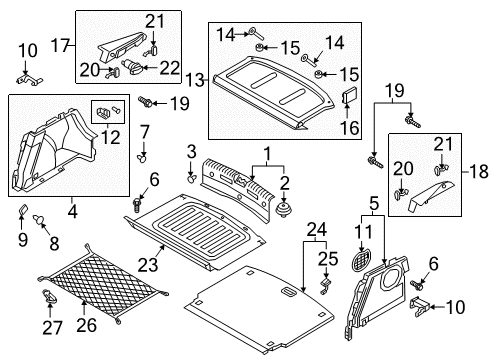 2020 Hyundai Elantra GT Interior Trim - Rear Body Cap-Covering Shelf Side Front, LH Diagram for 85913-G3000-TRY