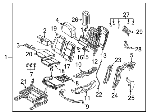 2001 BMW M3 Front Seat Components Right Backrest Upholstery Diagram for 52108266704