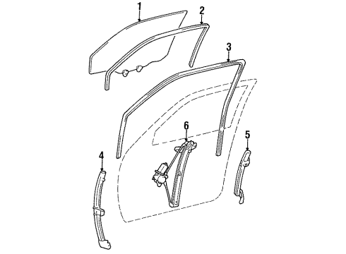 1996 Toyota Avalon Front Door Run Channel Diagram for 68141-07010