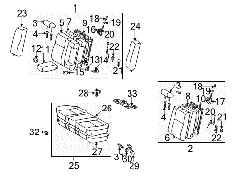 2002 Toyota Camry Rear Seat Components Cushion Cover Diagram for 71075-AA180-B0