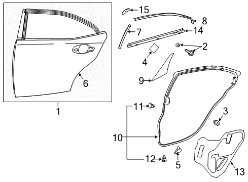 2018 Lexus IS300 Rear Door Panel Sub-Assembly, Rear Door Diagram for 67004-53080