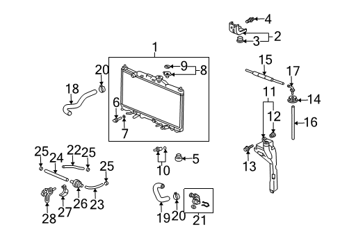 2006 Honda Element Radiator & Components Connector, Quick Water Diagram for 19503-RAA-A01