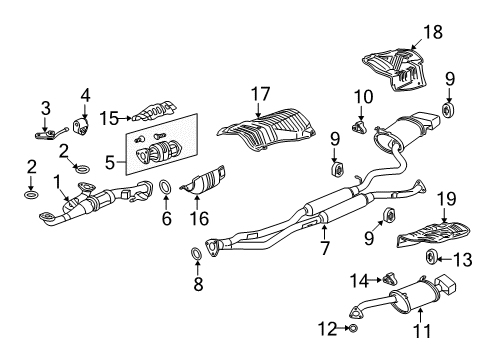 2012 Acura TL Exhaust Components Bracket, Exhaust Mounting Diagram for 18282-TK5-A00