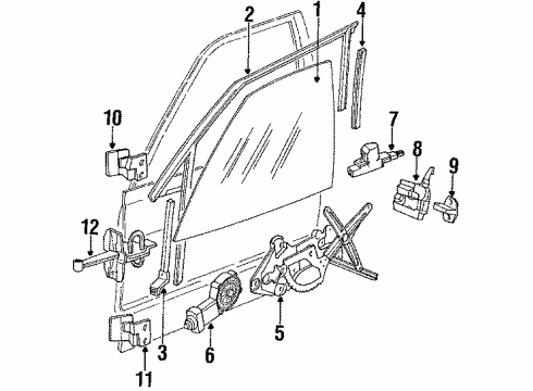 1993 BMW M5 Front Door - Glass & Hardware Door Handle Inner Right Diagram for 51211944370