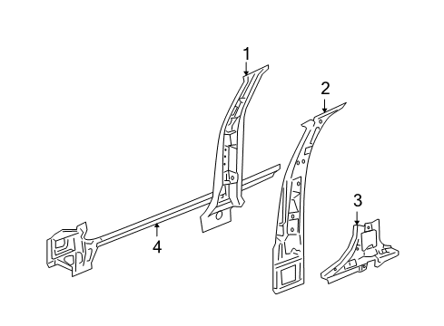 2011 Cadillac STS Center Pillar & Rocker Center Pillar Reinforcement Diagram for 19153394