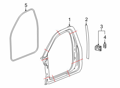 2017 GMC Sierra 3500 HD Uniside Weatherstrip On Body Diagram for 23446707