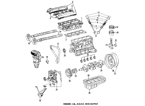 1988 Chevrolet Nova Engine Parts, Mounts, Cylinder Head & Valves, Camshaft & Timing, Oil Pan, Oil Pump, Crankshaft & Bearings, Pistons, Rings & Bearings Mount, Trans Front Diagram for 94840237