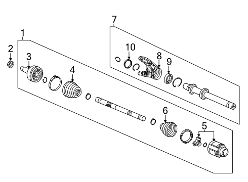 2022 Acura RDX Drive Axles - Front Joint Complete , Inboard Diagram for 44310-T1V-E11