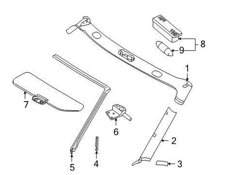 2000 BMW Z3 Convertible Top Interior Light Diagram for 63311383055