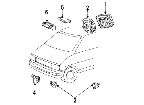 1993 Ford Aerostar Air Bag Components Front Sensor Diagram for F29Z14B004A